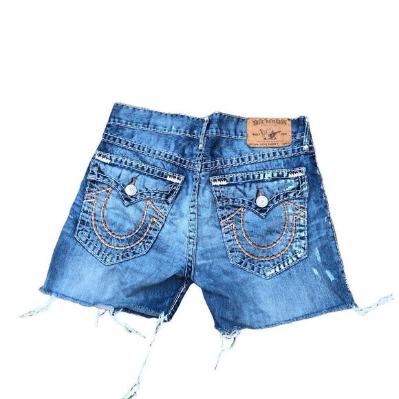 TRUE Religion Jean Shorts Size 34 RICKY SUPER T Blue - Picture 2 of 5